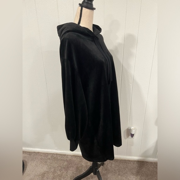 Calvin Klein velour black hoodie dress sweatshirt size L - Picture 5 of 13